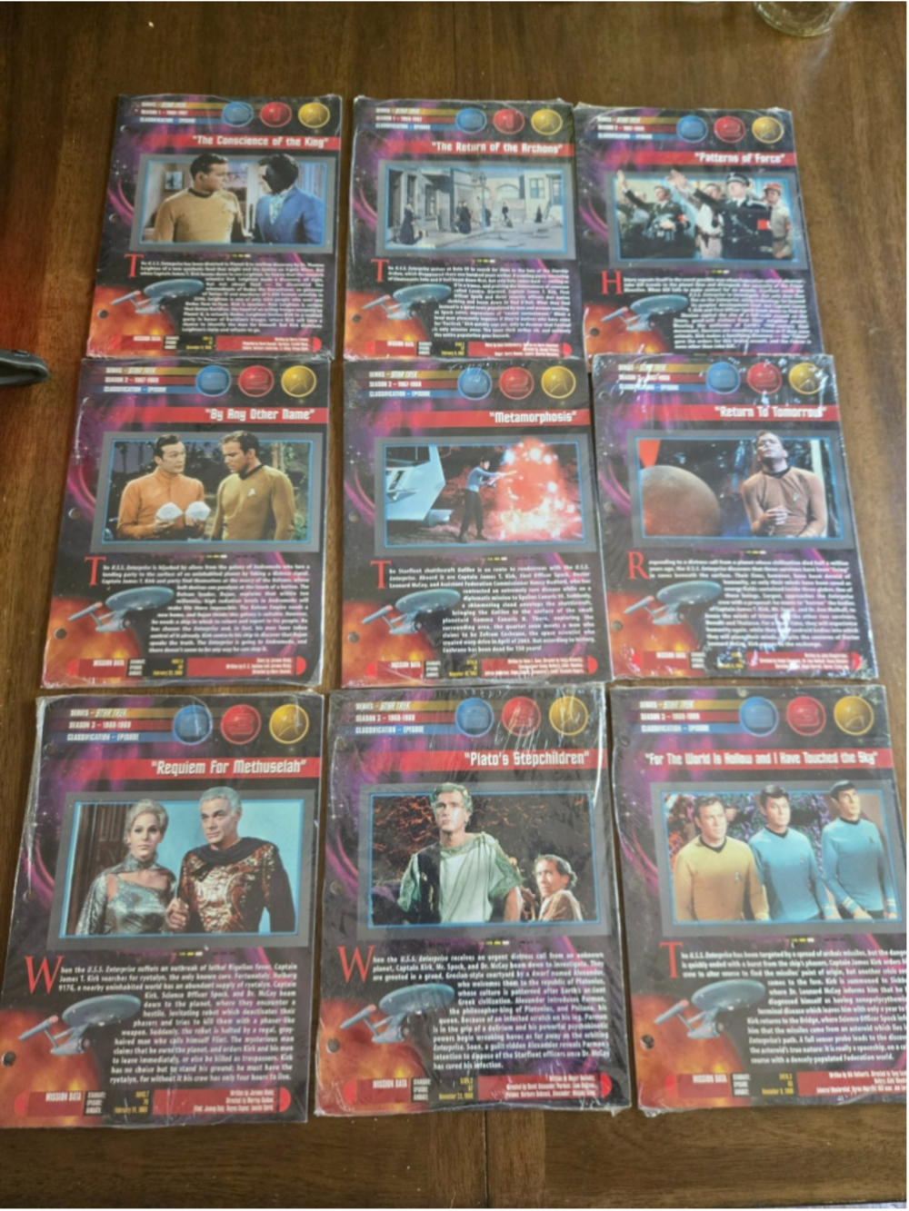 Vintage Star Trek TOS Episode Collector Binder Dividers Lot of 9 Sealed